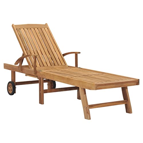 Holamys Robuste Sonnenliege aus Massivholz Teak für Garten, Terrasse und Pooldeck, verstellbare Rückenlehne mit Rädern, wetterfest, 195x59,5cm Holamys Robuste Sonnenliege aus Massivholz Teak für Garten, Terrasse und Pooldeck, verstellbare Rückenlehne mit Rädern, wetterfest, 195x59,5cm von Holamys