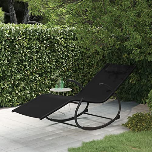Holamys Schaukelliege Schwarz aus pulverbeschichtetem Stahl und atmungsaktivem Textilene, ergonomischer Outdoor Lounge Stuhl für Garten und Terrasse Holamys Schaukelliege Schwarz aus pulverbeschichtetem Stahl und atmungsaktivem Textilene, ergonomischer Outdoor Lounge Stuhl für Garten und Terrasse von Holamys