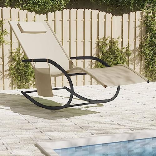 Holamys Schaukelliege für entspannte Stunden im Garten, bequemer Liegestuhl aus stabilem Stahlgestell und atmungsaktivem Textilene, ideal als Sonnenliege oder Outdoor Lounge Stuhl von Holamys