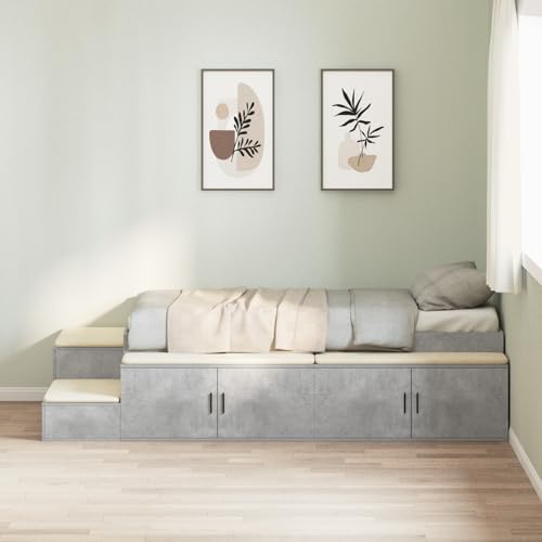 Holamys Schlafbettgestell Beton Grau 90x190 cm, Modernes Stauraumbett, Robustes Einzelbett für Schlafzimmer, Inklusive Leiter Holamys Schlafbettgestell Beton Grau 90x190 cm, Modernes Stauraumbett, Robustes Einzelbett für Schlafzimmer, Inklusive Leiter von Holamys
