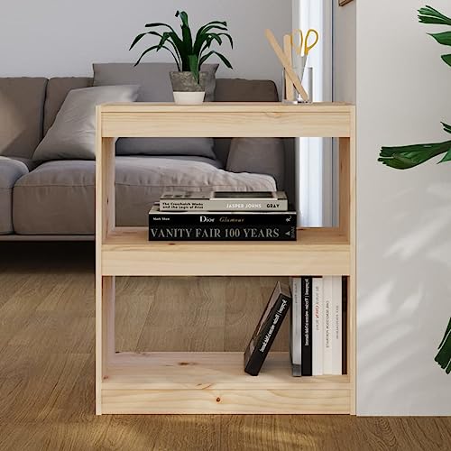Holamys Schlankes Kiefer Massivholz Bücherregal 60x30x71,5 cm, Vielseitiger Raumteiler mit 2 Fächern für Bücher, DVDs, Deko, Stabiler Cube Organizer für Wohnzimmer, Flur, Büro von Holamys