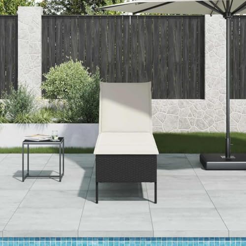 Holamys Sonnenliege mit Verstellbarer Rückenlehne, Poly Rattan Schwarz, 55x200x44 cm, für Garten Terrasse, Pool Lounge Stühle, Bequeme Entspannung von Holamys