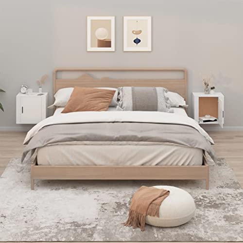 Holamys Wand-Nachttische 2er Set, Weiß, 50x30x47 cm, schwebender Beistelltisch für Schlafzimmer, Wohnzimmer, Büro, stabiles Design von Holamys