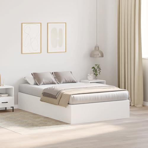 Holamys Weißes Bettgestell 120x200 cm, MDF, Einzelbett mit integriertem Stauraum, perfekt für Schlafzimmer, modernes Design, robuste Konstruktion von Holamys