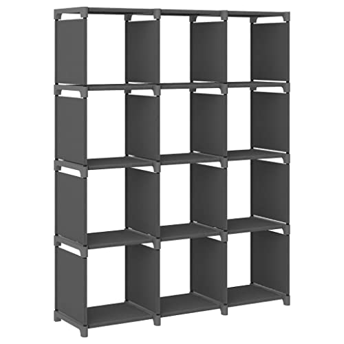 Holamys Würfel-Regal mit 12 Fächern, Grau, 103x30x141 cm, Stoff und Stahlrahmen, modularer Stauraum für Bücher, Sammlerstücke und Dekoration von Holamys