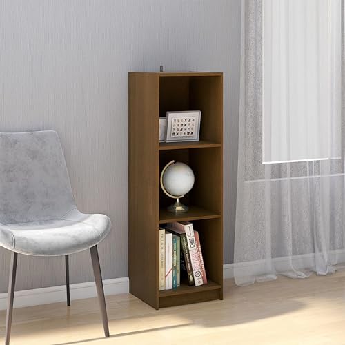 Honigbraunes Kiefer Massivholz Bücherregal, 3 Fächer Standregal 40x30x199cm, vielseitiger Raumteiler für Wohnzimmer, Flur & Büro, Stabiler Cube Storage Organizer von Holamys