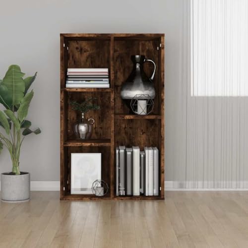 Klassisches Bücherregal Räuchereiche 50x25x80 cm, Vielseitiger Holzwerkstoff Cube Storage Organizer für Wohnzimmer, Arbeitszimmer, Schlafzimmer, Büro von Holamys