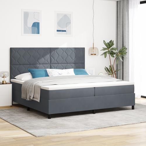 LED Boxspringbett mit Matratze, dunkelgrau, 200x200 cm, Samt, luxuriöses Schlafzimmer Möbel für erholsamen Schlaf LED Boxspringbett mit Matratze, dunkelgrau, 200x200 cm, Samt, luxuriöses Schlafzimmer Möbel für erholsamen Schlaf von Holamys