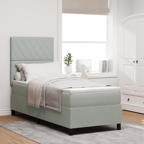 Luxuriöses Boxspringbett mit Matratze, Hellgrau, 80x200 cm, Samtbezug, Taschenfederkernsystem, ideal für Schlafzimmer Luxuriöses Boxspringbett mit Matratze, Hellgrau, 80x200 cm, Samtbezug, Taschenfederkernsystem, ideal für Schlafzimmer von Holamys