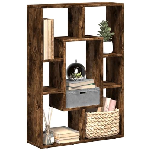 Modernes Bücherregal Räuchereiche 63x20x90 cm, Holzwerkstoff, vielseitiger Cube Organizer für Wohnzimmer, Büro, Schlafzimmer von Holamys