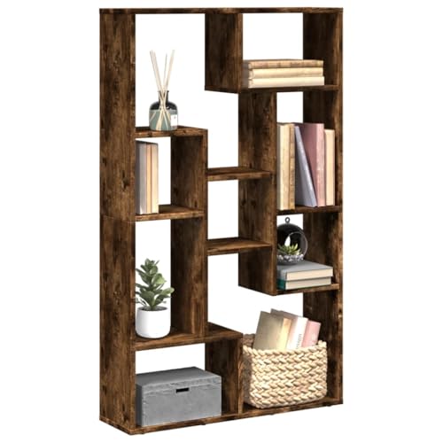 Modernes Bücherregal Räuchereiche 72x20x120 cm, Robustes Holzwerkstoff Regal mit 9 Fächern, vielseitiger Raumteiler für Wohnzimmer, Büro und Schlafzimmer von Holamys