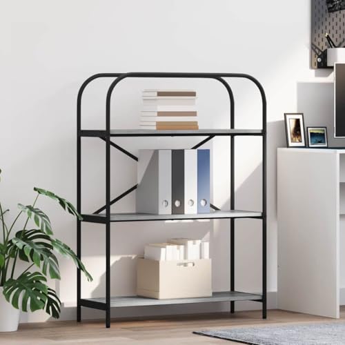 Modernes Bücherregal Sonoma Grau, 80x30x109 cm Holzwerkstoff, mit 3 stabilen Ablagen, freistehend für Bücher, Deko und Pflanzen im Büro oder Zuhause von Holamys