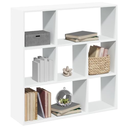 Modernes Raumteiler-Bücherregal Weiß, 102x29x103,5 cm, aus robustem Holzwerkstoff, vielseitiger Cube Storage Organizer für Wohnzimmer, Büro und Schlafzimmer von Holamys