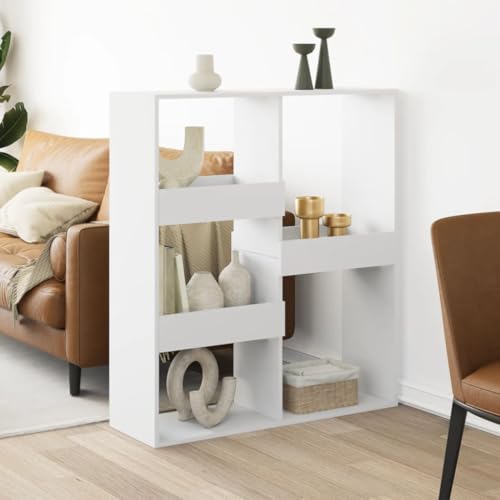 Raumteiler Regal Weiß 100x33x115 cm, Holzwerkstoff Bücherregal mit 5 Fächern, Vielseitiger Cube Storage Organizer für Wohnzimmer, Büro, Schlafzimmer von Holamys