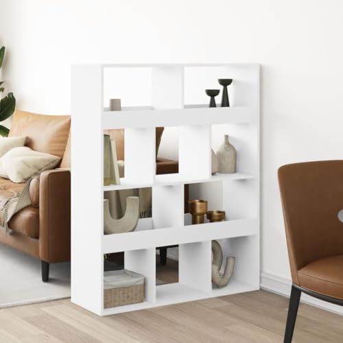 Raumteiler Weiß 100x33x125,5 cm, Holzwerkstoff, Regal mit 10 Fächern, vielseitiger Cube Storage Organizer für Bücher und Dekoration von Holamys