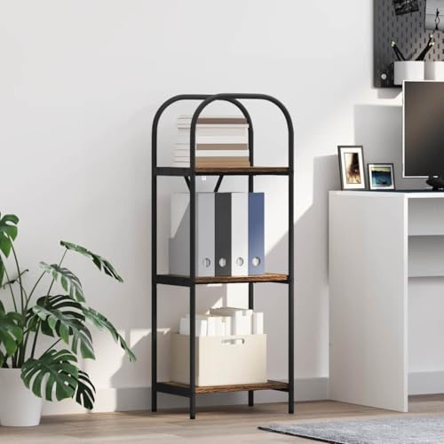 Regal Räuchereiche 40x30x109cm, Freistehendes Bücherregal mit 3 Ablagen, Holzwerkstoff, Stabiles Standregal für Bücher, Deko & Pflanzen im Wohnzimmer, Büro und Schlafzimmer von Holamys