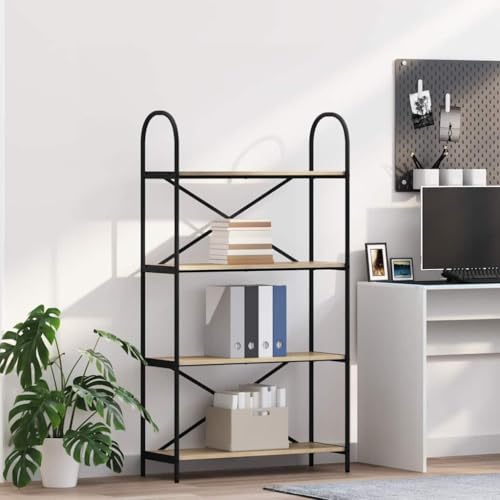 Regal Sonoma Eiche 80x30x146 cm, modernes Holzwerkstoff Bücherregal mit 4 Fächern, Stabiler Stahlrahmen für Wohnzimmer von Holamys