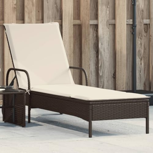 Sonnenliege mit Rollen, Bequeme Outdoor-Liege aus Poly Rattan mit Verstellbarer Rückenlehne, UV-beständig, ideal für Pool und Terrasse von Holamys