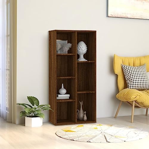 Stilvoller Bücherschrank Braun Eichen-Optik, 50x25x106 cm, mit 7 Fächern, robuster Holzwerkstoff für Bücher, Zeitschriften und Dekoartikel, vielseitige Aufbewahrungslösung von Holamys