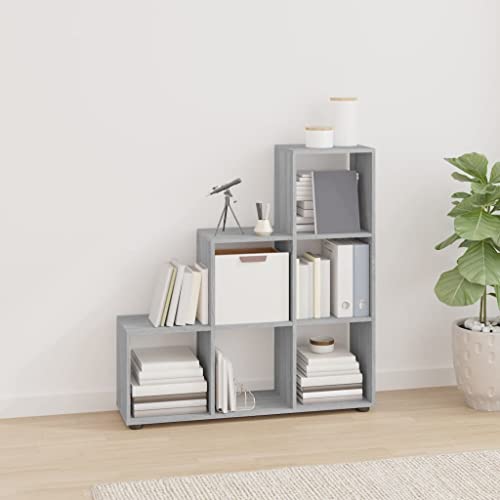 Treppenregal Grau Sonoma 107 cm, Robustes Holzwerkstoff Bücherregal mit 6 Fächern, vielseitiger Cube Organizer für Wohnzimmer, Büro, Kinderzimmer Treppenregal Grau Sonoma 107 cm, Robustes Holzwerkstoff Bücherregal mit 6 Fächern, vielseitiger Cube Organizer für Wohnzimmer, Büro, Kinderzimmer von Holamys