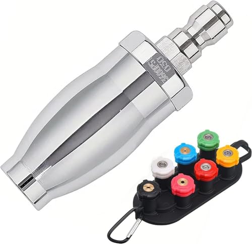 4000 PSI Edelstahl Druckreiniger rotierende Turbodüse für heißes und kaltes Wasser, 1/4 Zoll Schnellanschluss, Öffnung 3.0 mit 7 Stück Sprühdüsenspitzen Kit mehrere Grad 4000 PSI Edelstahl Druckreiniger rotierende Turbodüse für heißes und kaltes Wasser, 1/4 Zoll Schnellanschluss, Öffnung 3.0 mit 7 Stück Sprühdüsenspitzen Kit mehrere Grad von HoldOneLight