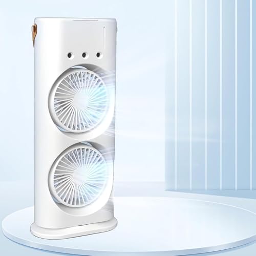 Tragbare Klimaanlage Fan, 4 in 1 Personal Mini Cooling Fan mit Wassernebel Spray, 3 Geschwindigkeiten Verdunstungsluft Kühler Wasser Fan Spray Nebel Tischventilator für Home Office Room (White 2) von HoldOneLight