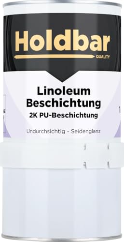 Holdbar Linoleum Beschichtung Reinweiß (RAL 9010) 1 Kg - Linoleum Farben - Schützt Linoleum Boden - 2-Komponenten-PU-Beschichtung für Linoleum - Verschiedene Farbe - Haftet direkt auf Linoleum von Holdbar
