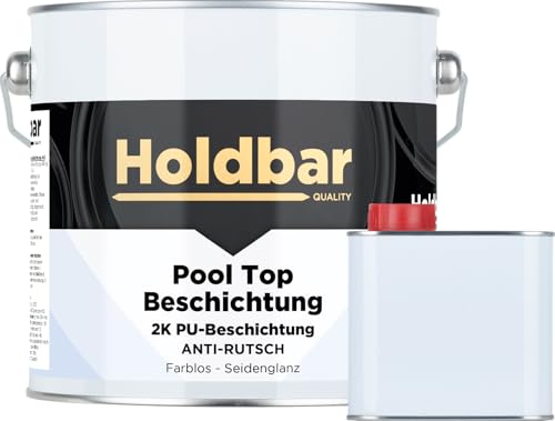 Holdbar Pool Top Beschichtung Anti-Rutsch Seidenglanz 2,5 Kg - UV- & chlorbeständig - Transparente Top Beschichtung für Poolfarbe - Polyurethan Schwimmbadfarbe Holdbar Pool Top Beschichtung Anti-Rutsch Seidenglanz 2,5 Kg - UV- & chlorbeständig - Transparente Top Beschichtung für Poolfarbe - Polyurethan Schwimmbadfarbe von Holdbar
