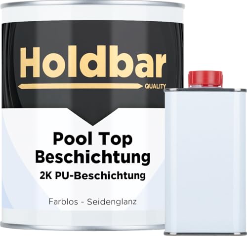 Holdbar Pool Top Beschichtung Seidenglanz 1 kg - UV- & chlorbeständig - Glasklare Top Beschichtung für Poolfarbe - Polyurethan Schwimmbadfarbe von Holdbar