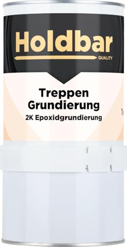 Holdbar Treppen Grundierung 1 kg - Treppenlack - Transparent - 2 komponenten Grundierung - Abriebfest - Innen- und Außeneinsatz - Auf Holz und Beton - Treppen Farbe von Holdbar
