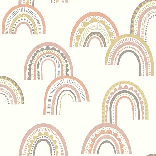 Boho Regenbogen Streifen Jakobsmuscheln Geflecktes Muster Statement Tapete Kindergärten Wandbedeckung Rouge/Orange Holden 13280 von Holden Decor