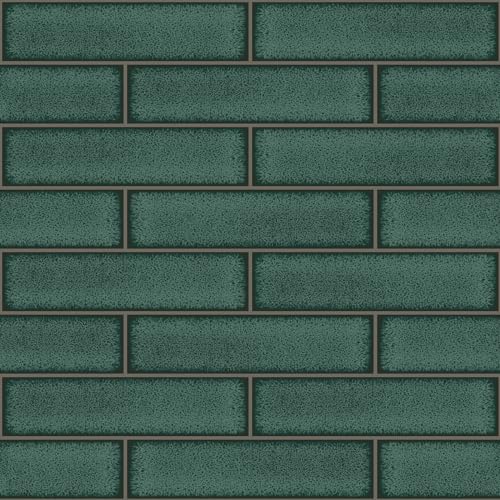 Holden Decor Fliesen auf einer Rolle Celadon Glänzende Fliese Smaragdgrün Tapete 89386 - von Holden Decor