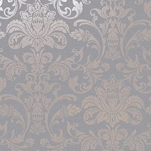 Papiertapete Glistening Damask Grey Rose Gold 12712 Indulgence 10,05 m x 0,53 m von Holden Decor