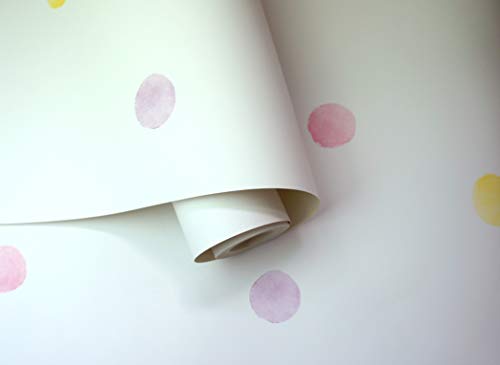 Watercolour Polka Dots Pink/Yellow 91000 von Holden Decor