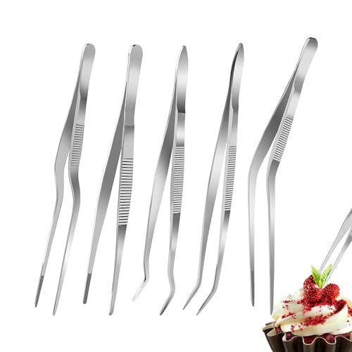 5 Kochpinzetten aus Edelstahl, Küchenpinzette, Kochpinzette, Zange, präzise gezackte Spitzen, professionelle Küchenhelfer zum Grillen, Überziehen und Servieren, 16 cm 5 Kochpinzetten aus Edelstahl, Küchenpinzette, Kochpinzette, Zange, präzise gezackte Spitzen, professionelle Küchenhelfer zum Grillen, Überziehen und Servieren, 16 cm von Holdes