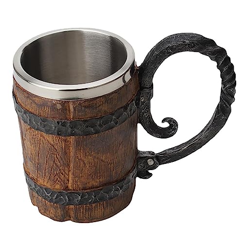 550 ml Edelstahl-Bierkrug, handgefertigter Holz-Bierkrug, sicherer und tragbarer Kaffeebecher, Edelstahl-Trinkgeschirr, große Kapazität, multifunktional, handgefertigt, mittelalterlicher 550 ml Edelstahl-Bierkrug, handgefertigter Holz-Bierkrug, sicherer und tragbarer Kaffeebecher, Edelstahl-Trinkgeschirr, große Kapazität, multifunktional, handgefertigt, mittelalterlicher von Holdes
