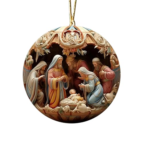 8 cm Jesus Krippen Ornamente, Krippen Ornamente, Weihnachts Jesus Krippen Ornamente, Weihnachtskrippen Weihnachten, Christliche Baumschmuck Dekorationen Zur Geburt Jesu von Holdes