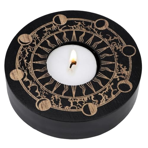 Holdes Ästhetischer Kerzenhalter, Kerzenständer aus Holz, Ornament für Meditation, Meditation, rustikaler schwarzer Kerzenhalter für Wohnzimmer, Yoga-Studio Holdes Ästhetischer Kerzenhalter, Kerzenständer aus Holz, Ornament für Meditation, Meditation, rustikaler schwarzer Kerzenhalter für Wohnzimmer, Yoga-Studio von Holdes