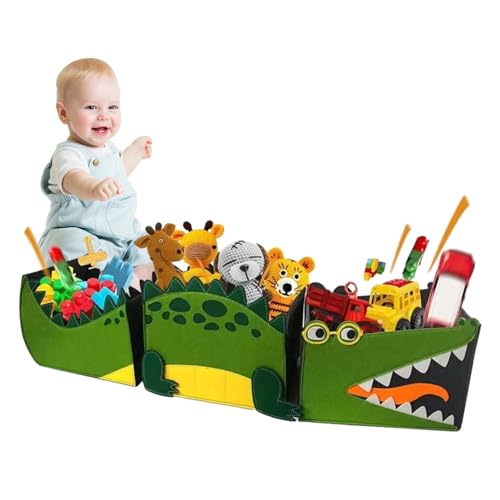 Holdes Aufbewahrungskorb für Kinderzimmer, Krokodil-Muster, tragbar, großer Wäschekorb, Aufbewahrung für kleines elektrisches Spielzeug, Baustein-Spielzeug von Holdes