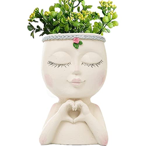 Holdes Blumentopf mit 4 Köpfen, lustiger Blumentopf für Sukkulenten, Kunstharz-Pflanzgefäß, Blumentöpfe, Gartentöpfe, Statue, Blumentöpfe mit Drainage, für Innen- und Außenbereich von Holdes
