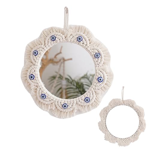 Holdes Boho-Spiegel für Wanddekoration, Wand mit Makramee-Fransen, gewebter Wandteppich, Badezimmer-Ornament für Wohnzimmer, Schlafzimmer, Küche, Kinderzimmer, Badezimmer Holdes Boho-Spiegel für Wanddekoration, Wand mit Makramee-Fransen, gewebter Wandteppich, Badezimmer-Ornament für Wohnzimmer, Schlafzimmer, Küche, Kinderzimmer, Badezimmer von Holdes