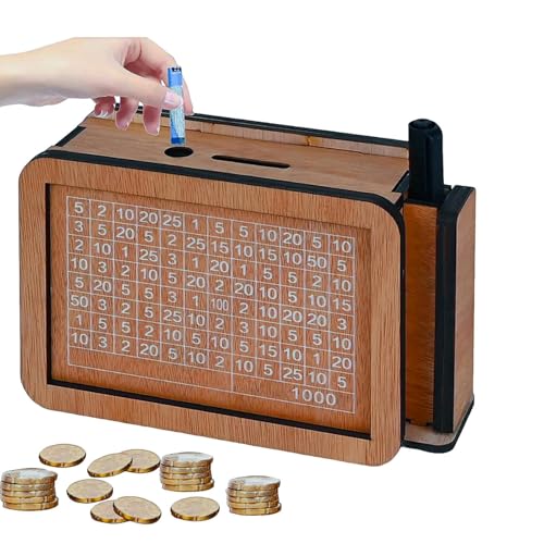 Holdes Cash Saving Box - Cash Vault Wooden Money Box with Counter | Savings Challenge Box with Holder, Reusable Money Counter Bank for Coin Banknote Holdes Cash Saving Box - Cash Vault Wooden Money Box with Counter | Savings Challenge Box with Holder, Reusable Money Counter Bank for Coin Banknote von Holdes