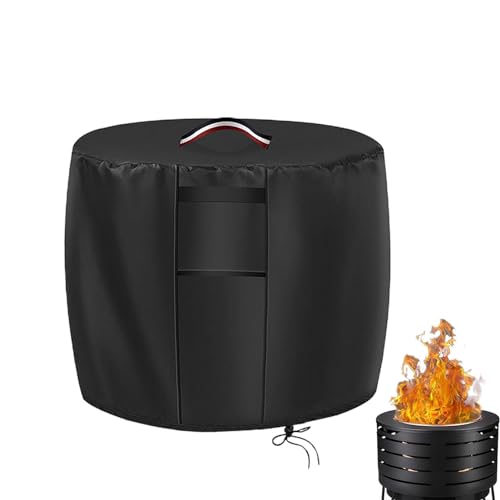 Holdes Feuerschalen-Tischabdeckung, rund, wasserdicht, mit Griff, Polyester-Kordelzug unten, verstellbarer Kaminschutz für Terrasse, Garten von Holdes