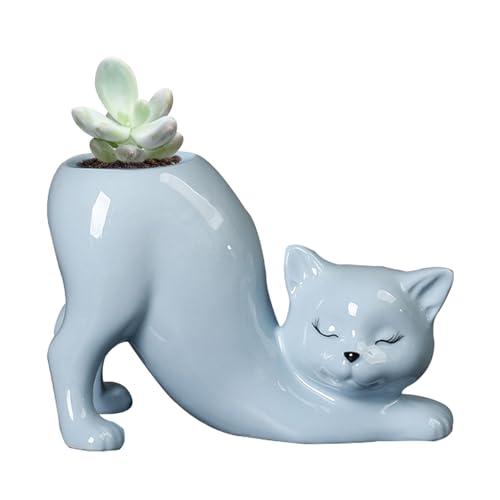 Holdes Katzen-Übertopf | Keramiktöpfe für Pflanzen – Desktop-Pflanzgefäß-Vasenhalter, moderner kreativer Katzen-Pflanztopf für Hydrokultur-Pflanzen, Hausgarten, Hochzeitsdekoration von Holdes