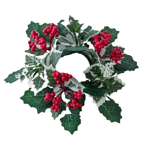 Holdes Kerzenringe Kränze | Realistischer grüner Kranz, Kerzenhalter mit roten Beeren, künstliche Girlande, Frühlings- und Sommer-Heimdekoration, Tischdekoration für alle Jahreszeiten Holdes Kerzenringe Kränze | Realistischer grüner Kranz, Kerzenhalter mit roten Beeren, künstliche Girlande, Frühlings- und Sommer-Heimdekoration, Tischdekoration für alle Jahreszeiten von Holdes