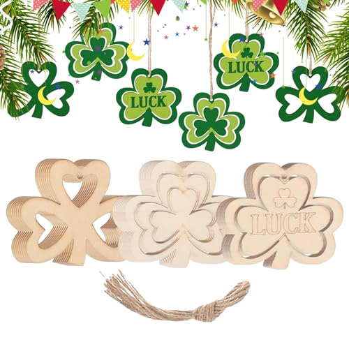 Holdes Kleeblatt Holzornamente, St. Patrick's Day Holzhandwerk, St. Patrick's Day Holzornamente mit Seilen für Wohnzimmer, Küche, Schlafzimmer, Türen von Holdes