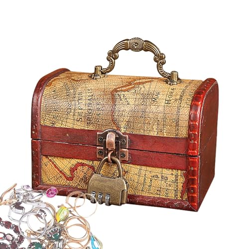Holdes Kleine Truhe | Kleine Truhe Aufbewahrungsbox mit Schloss und Griff | Schatzkiste für Schmuck, Spielzeug und Heimdekoration, Holztruhe Holdes Kleine Truhe | Kleine Truhe Aufbewahrungsbox mit Schloss und Griff | Schatzkiste für Schmuck, Spielzeug und Heimdekoration, Holztruhe von Holdes