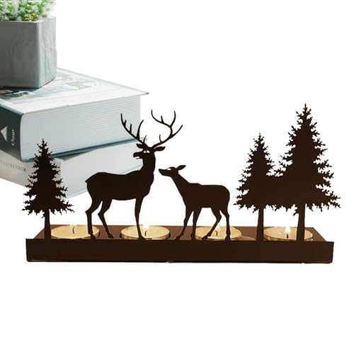 Holdes Metall-Rentier-Halter, Metall-Kerzenhalter, passend für 4,9 cm Teelicht, schwarzes Rentier- , Kerzenhalter, moderner Stil für Schlafzimmer von Holdes