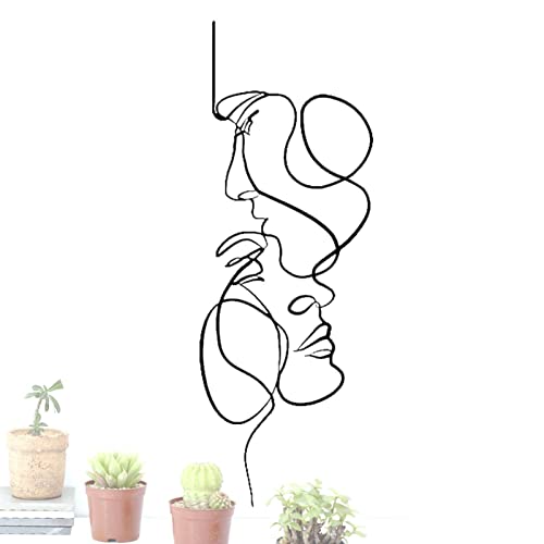 Holdes Minimalistische Paargesichtsdekoration | Metall Minimalistische Abstrakte Mann Frau Wandkunst - Strichzeichnung Wandkunst- Single Female Home Wandkunst- von Holdes