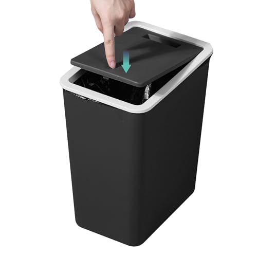 Holdes Mülleimer Mit Deckel | Abfallbehälter,Recyclingbehälter Mit Druckverschluss 13L Moderner Slim Für Küche Wohnzimmer Schlafzimmer von Holdes